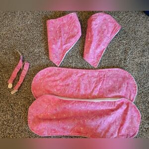 Set Of Matching Bibs, Burp Rags, Pacifier Clips, NWOT